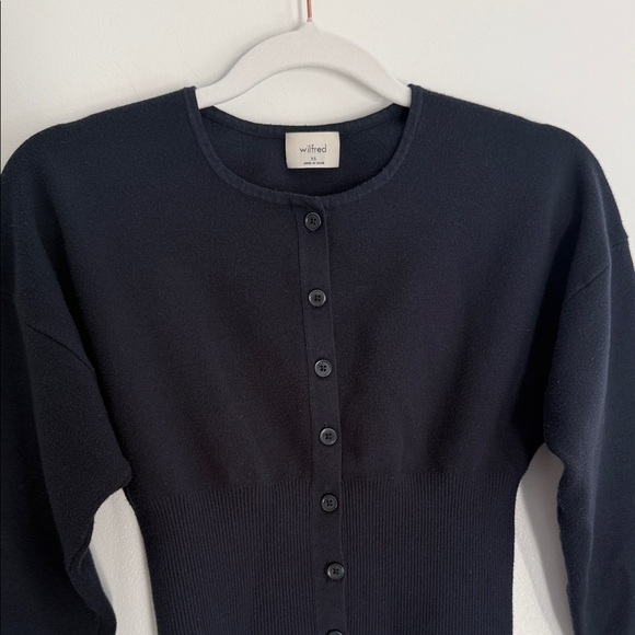 Aritzia Wilfred Golightly Cardigan Navy XS – Wonder Yarn Button Front Fitted - Picture 2 of 10